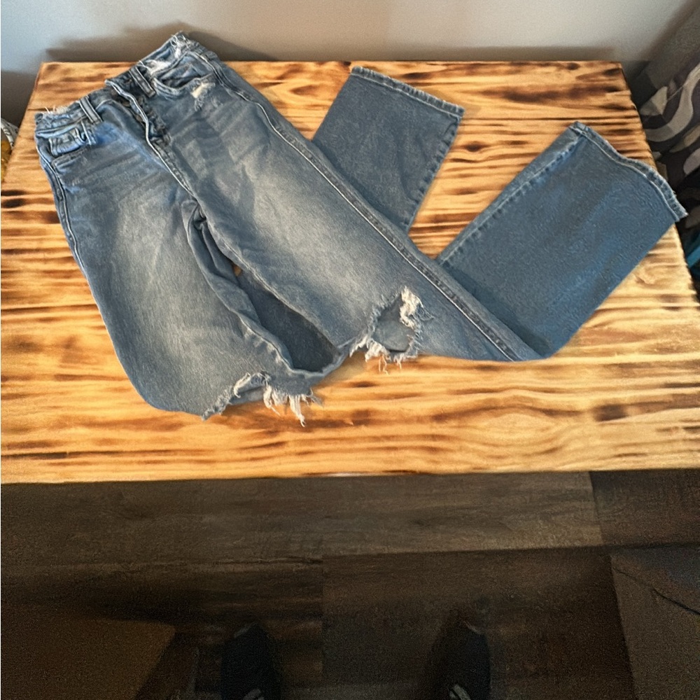Flying Monkey Distressed Blue Bootcut Jeans